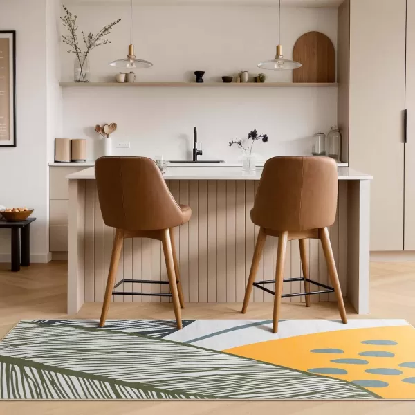 Phantoscope Hallway Runner Rug 2x6 Illustration Washable NonSlip Kitchen Rug Runner with Rubber Backing UltraThin Abstract Plant Painting Carpet Runner for Entryway Laundry Bathroom YellowGreenYellowGreen