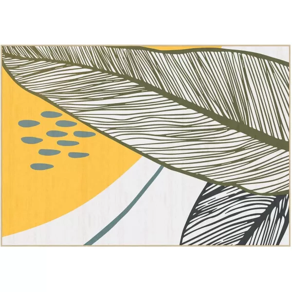 Phantoscope Hallway Runner Rug 2x6 Illustration Washable NonSlip Kitchen Rug Runner with Rubber Backing UltraThin Abstract Plant Painting Carpet Runner for Entryway Laundry Bathroom YellowGreenYellowGreen