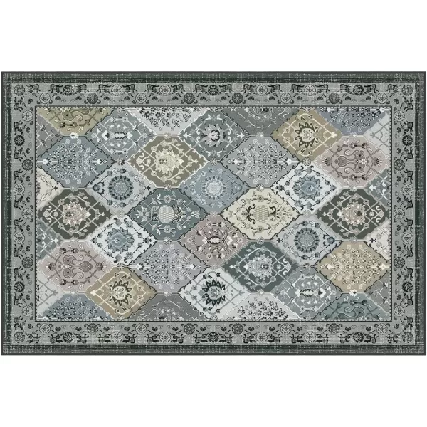 Phantoscope Hallway Runner Rug 2x6  Vintage Washable NonSlip Kitchen Rug Runner with Rubber Backing UltraThin Moroccan Boho Carpet Runner for Entryway Laundry Bathroom Blue TealMultiNeutral Gray
