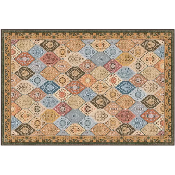 Phantoscope Hallway Runner Rug 2x6  Vintage Washable NonSlip Kitchen Rug Runner with Rubber Backing UltraThin Moroccan Boho Carpet Runner for Entryway Laundry Bathroom Blue TealMultiTan BrownMulti