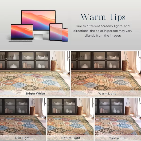 Phantoscope Hallway Runner Rug 2x6  Vintage Washable NonSlip Kitchen Rug Runner with Rubber Backing UltraThin Moroccan Boho Carpet Runner for Entryway Laundry Bathroom Blue TealMultiTan BrownMulti