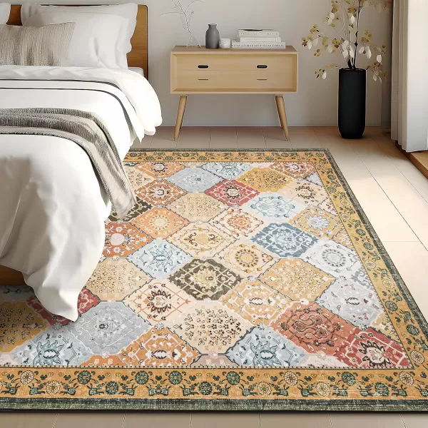 Phantoscope Hallway Runner Rug 2x6  Vintage Washable NonSlip Kitchen Rug Runner with Rubber Backing UltraThin Moroccan Boho Carpet Runner for Entryway Laundry Bathroom Blue TealMultiTan BrownMulti
