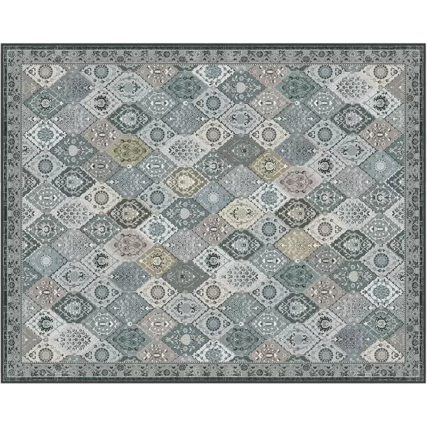 Phantoscope Hallway Runner Rug 2x6  Vintage Washable NonSlip Kitchen Rug Runner with Rubber Backing UltraThin Moroccan Boho Carpet Runner for Entryway Laundry Bathroom Blue TealMultiNeutral Gray