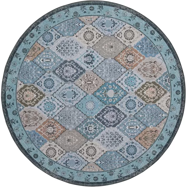 Phantoscope Hallway Runner Rug 2x6  Vintage Washable NonSlip Kitchen Rug Runner with Rubber Backing UltraThin Moroccan Boho Carpet Runner for Entryway Laundry Bathroom Blue TealMultiBlue TealMulti