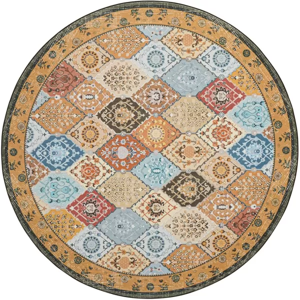 Phantoscope Hallway Runner Rug 2x6  Vintage Washable NonSlip Kitchen Rug Runner with Rubber Backing UltraThin Moroccan Boho Carpet Runner for Entryway Laundry Bathroom Blue TealMultiTan BrownMulti