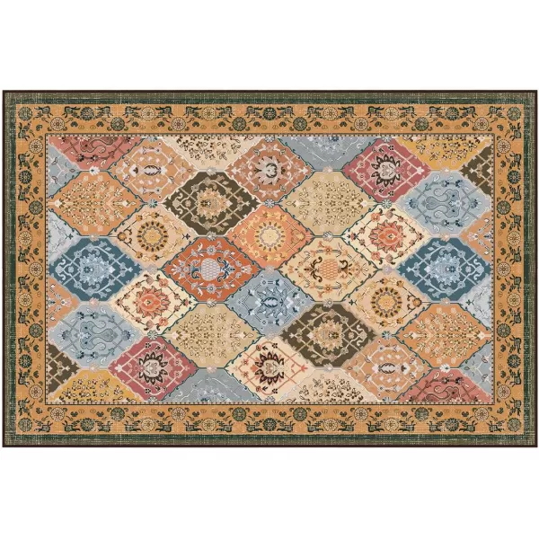 Phantoscope Hallway Runner Rug 2x6  Vintage Washable NonSlip Kitchen Rug Runner with Rubber Backing UltraThin Moroccan Boho Carpet Runner for Entryway Laundry Bathroom Blue TealMultiTan BrownMulti