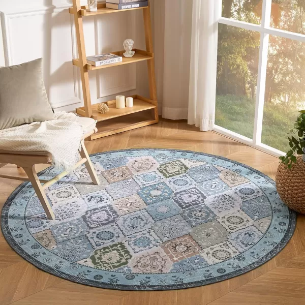 Phantoscope Hallway Runner Rug 2x6  Vintage Washable NonSlip Kitchen Rug Runner with Rubber Backing UltraThin Moroccan Boho Carpet Runner for Entryway Laundry Bathroom Blue TealMultiBlue TealMulti