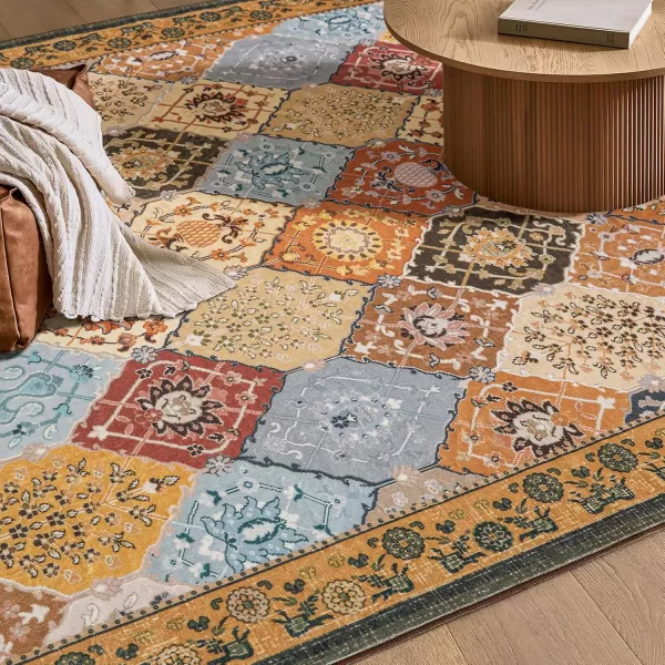 Phantoscope Hallway Runner Rug 2x6  Vintage Washable NonSlip Kitchen Rug Runner with Rubber Backing UltraThin Moroccan Boho Carpet Runner for Entryway Laundry Bathroom Blue TealMultiTan BrownMulti