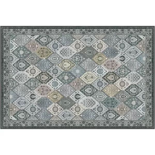 Phantoscope Hallway Runner Rug 2x6  Vintage Washable NonSlip Kitchen Rug Runner with Rubber Backing UltraThin Moroccan Boho Carpet Runner for Entryway Laundry Bathroom Blue TealMultiNeutral Gray