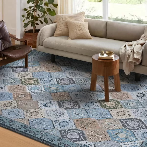 Phantoscope Hallway Runner Rug 2x6  Vintage Washable NonSlip Kitchen Rug Runner with Rubber Backing UltraThin Moroccan Boho Carpet Runner for Entryway Laundry Bathroom Blue TealMultiBlue TealMulti
