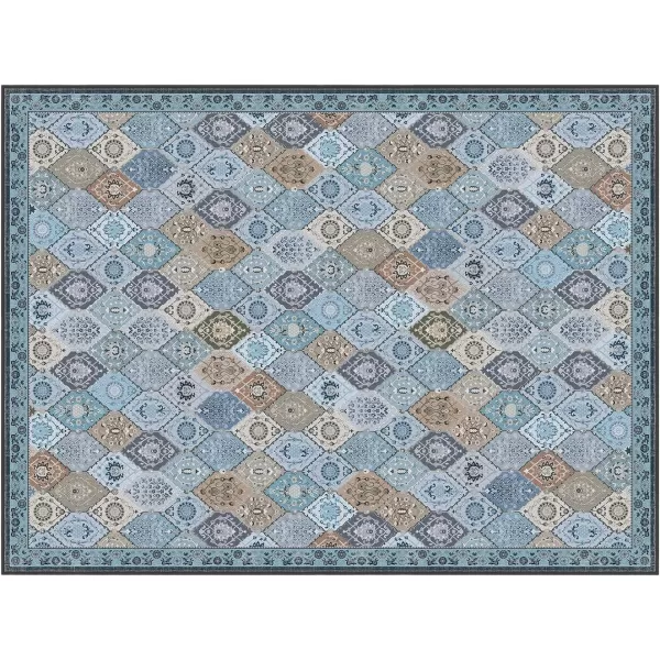 Phantoscope Hallway Runner Rug 2x6  Vintage Washable NonSlip Kitchen Rug Runner with Rubber Backing UltraThin Moroccan Boho Carpet Runner for Entryway Laundry Bathroom Blue TealMultiBlue TealMulti