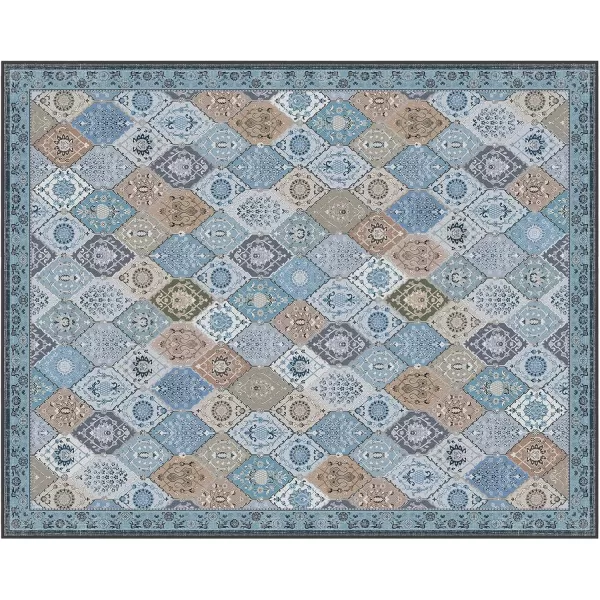Phantoscope Hallway Runner Rug 2x6  Vintage Washable NonSlip Kitchen Rug Runner with Rubber Backing UltraThin Moroccan Boho Carpet Runner for Entryway Laundry Bathroom Blue TealMultiBlue TealMulti