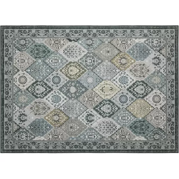 Phantoscope Hallway Runner Rug 2x6  Vintage Washable NonSlip Kitchen Rug Runner with Rubber Backing UltraThin Moroccan Boho Carpet Runner for Entryway Laundry Bathroom Blue TealMultiNeutral Gray