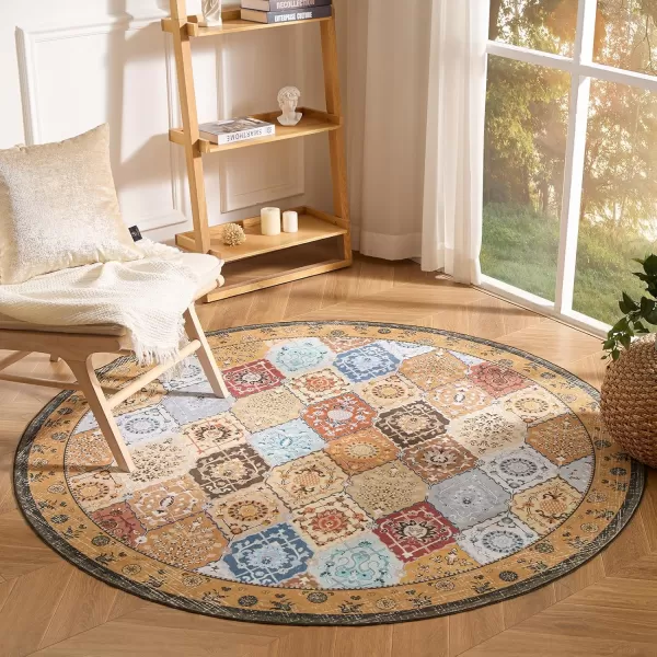 Phantoscope Hallway Runner Rug 2x6  Vintage Washable NonSlip Kitchen Rug Runner with Rubber Backing UltraThin Moroccan Boho Carpet Runner for Entryway Laundry Bathroom Blue TealMultiTan BrownMulti