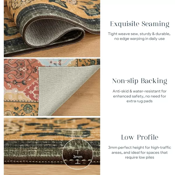 Phantoscope Hallway Runner Rug 2x6  Vintage Washable NonSlip Kitchen Rug Runner with Rubber Backing UltraThin Moroccan Boho Carpet Runner for Entryway Laundry Bathroom Blue TealMultiTan BrownMulti