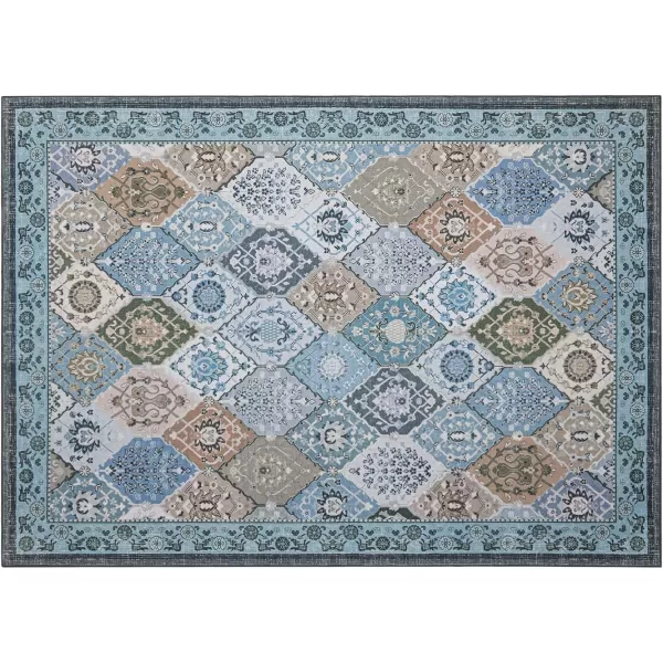 Phantoscope Hallway Runner Rug 2x6  Vintage Washable NonSlip Kitchen Rug Runner with Rubber Backing UltraThin Moroccan Boho Carpet Runner for Entryway Laundry Bathroom Blue TealMultiBlue TealMulti