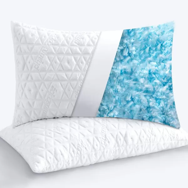 Phantoscope Memory Foam Pillows for Sleeping Shredded Memory Foam Cooling Pillows Queen Size 2 Pack  Adjustable Bed Pillows for Hot Sleepers Firm Pillow for Neck Shoulder Pain QueenWhite