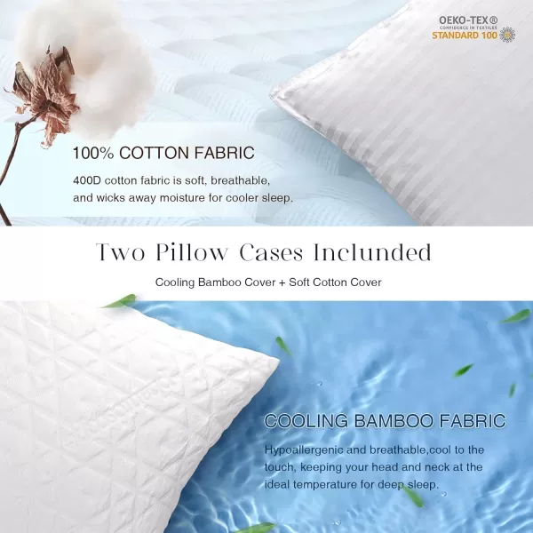 Phantoscope Memory Foam Pillows for Sleeping Shredded Memory Foam Cooling Pillows Queen Size 2 Pack  Adjustable Bed Pillows for Hot Sleepers Firm Pillow for Neck Shoulder Pain QueenWhite