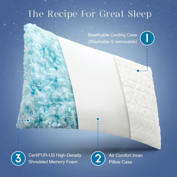 Phantoscope Memory Foam Pillows for Sleeping Shredded Memory Foam Cooling Pillows Queen Size 2 Pack  Adjustable Bed Pillows for Hot Sleepers Firm Pillow for Neck Shoulder Pain QueenWhite