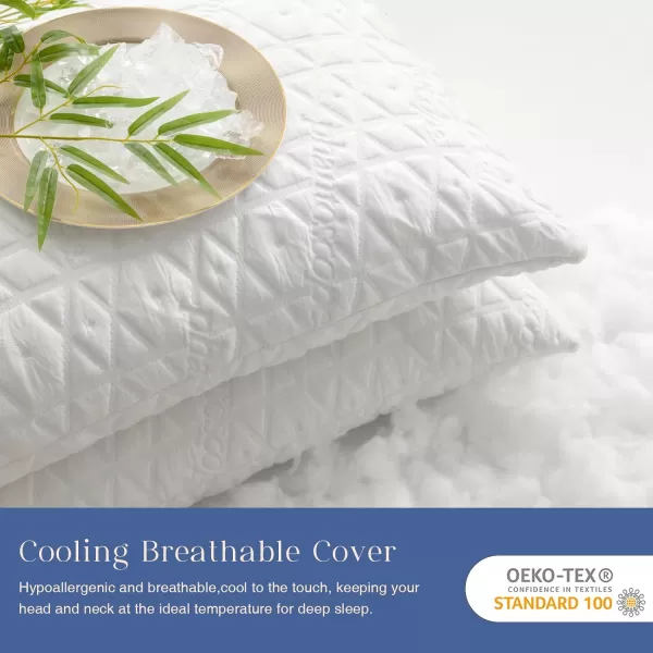 Phantoscope Memory Foam Pillows for Sleeping Shredded Memory Foam Cooling Pillows Queen Size 2 Pack  Adjustable Bed Pillows for Hot Sleepers Firm Pillow for Neck Shoulder Pain QueenWhite
