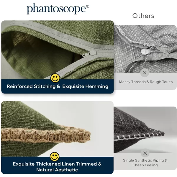 Phantoscope Pack of 2 Farmhouse Decorative Solid Throw Decorative Pillow Cover Burlap Linen Trimmed Tailored Edges Orange 18 x 18 inches 45 x 45 cmBlack