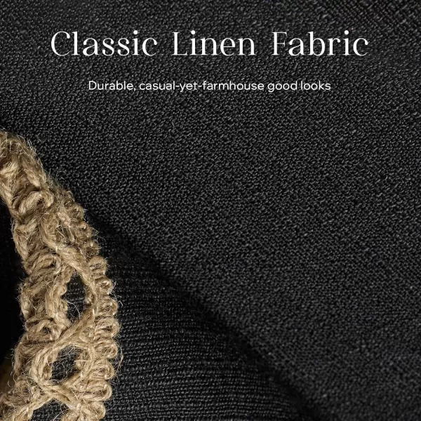 Phantoscope Pack of 2 Farmhouse Decorative Solid Throw Decorative Pillow Cover Burlap Linen Trimmed Tailored Edges Orange 18 x 18 inches 45 x 45 cmBlack