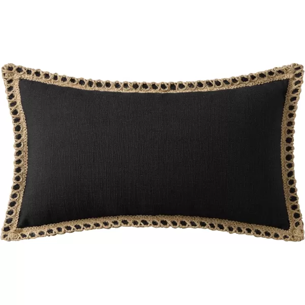 Phantoscope Pack of 2 Farmhouse Decorative Solid Throw Decorative Pillow Cover Burlap Linen Trimmed Tailored Edges Orange 18 x 18 inches 45 x 45 cmBlack