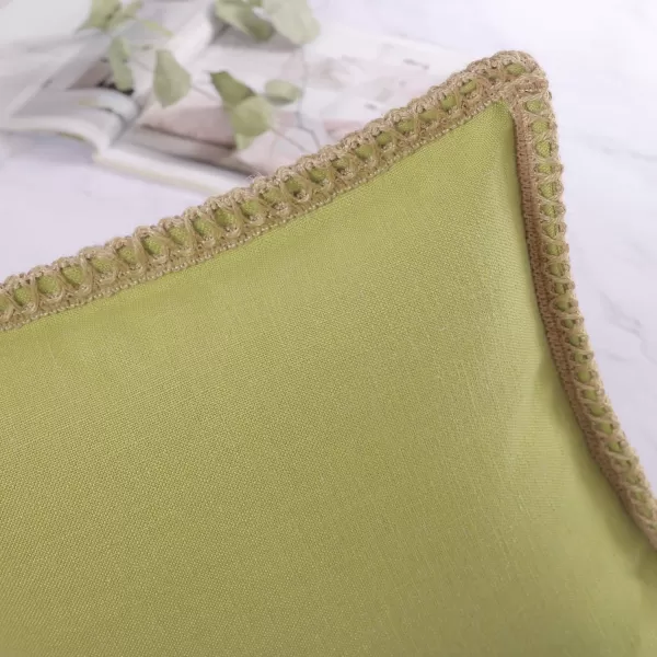 Phantoscope Pack of 2 Farmhouse Decorative Solid Throw Decorative Pillow Cover Burlap Linen Trimmed Tailored Edges Orange 18 x 18 inches 45 x 45 cmChartreuse Green