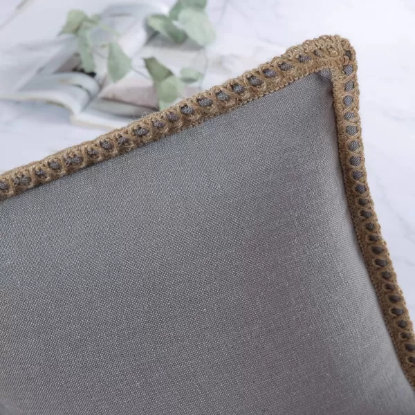 Phantoscope Pack of 2 Farmhouse Decorative Solid Throw Decorative Pillow Cover Burlap Linen Trimmed Tailored Edges Orange 18 x 18 inches 45 x 45 cmGray