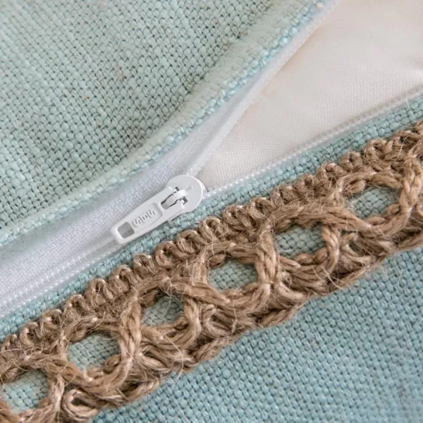 Phantoscope Pack of 2 Farmhouse Decorative Solid Throw Decorative Pillow Cover Burlap Linen Trimmed Tailored Edges Orange 18 x 18 inches 45 x 45 cmLight Turquoise
