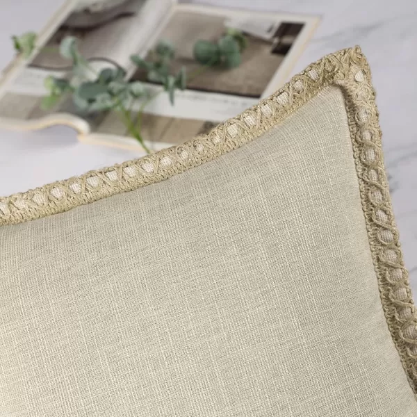 Phantoscope Pack of 2 Farmhouse Decorative Solid Throw Decorative Pillow Cover Burlap Linen Trimmed Tailored Edges Orange 18 x 18 inches 45 x 45 cmOatmeal