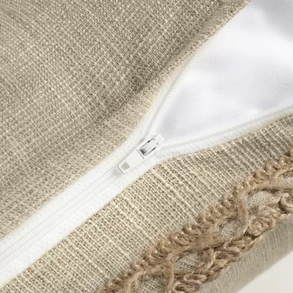 Phantoscope Pack of 2 Farmhouse Decorative Solid Throw Decorative Pillow Cover Burlap Linen Trimmed Tailored Edges Orange 18 x 18 inches 45 x 45 cmOatmeal
