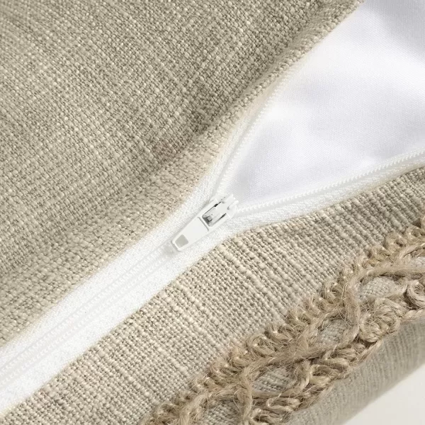 Phantoscope Pack of 2 Farmhouse Decorative Solid Throw Decorative Pillow Cover Burlap Linen Trimmed Tailored Edges Orange 18 x 18 inches 45 x 45 cmOatmeal