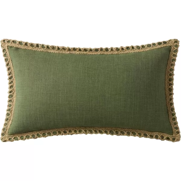 Phantoscope Pack of 2 Farmhouse Decorative Solid Throw Decorative Pillow Cover Burlap Linen Trimmed Tailored Edges Orange 18 x 18 inches 45 x 45 cmOlive Green