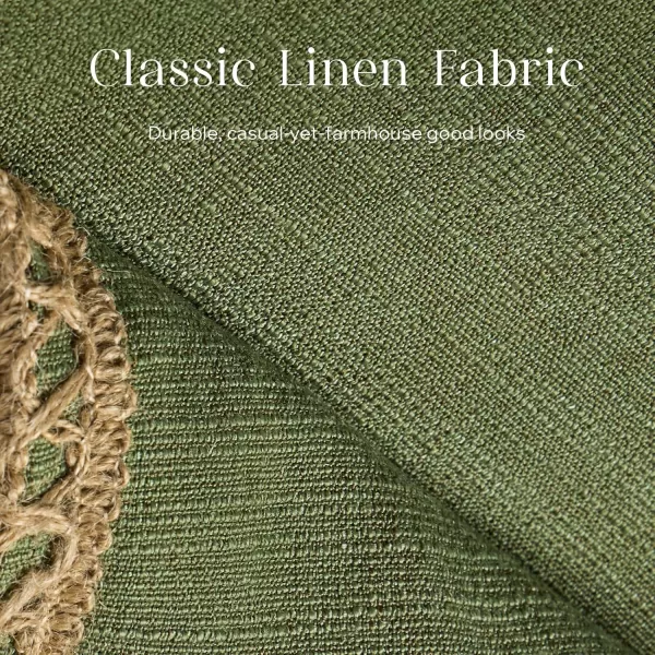 Phantoscope Pack of 2 Farmhouse Decorative Solid Throw Decorative Pillow Cover Burlap Linen Trimmed Tailored Edges Orange 18 x 18 inches 45 x 45 cmOlive Green