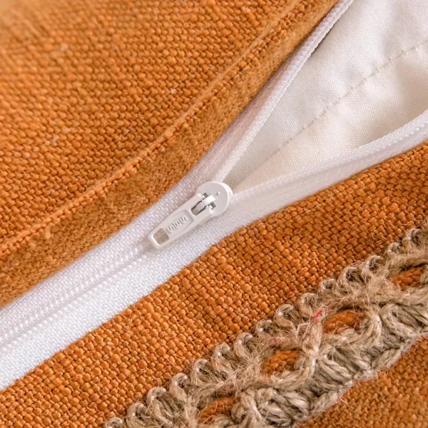 Phantoscope Pack of 2 Farmhouse Decorative Solid Throw Decorative Pillow Cover Burlap Linen Trimmed Tailored Edges Orange 18 x 18 inches 45 x 45 cmOrange