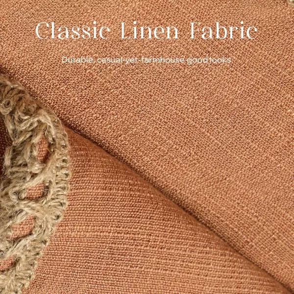 Phantoscope Pack of 2 Farmhouse Decorative Solid Throw Decorative Pillow Cover Burlap Linen Trimmed Tailored Edges Orange 18 x 18 inches 45 x 45 cmOrange