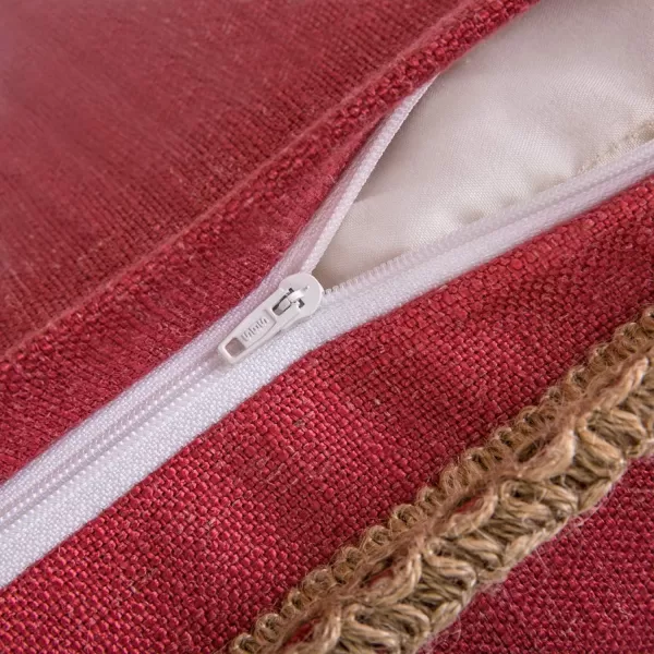 Phantoscope Pack of 2 Farmhouse Decorative Solid Throw Decorative Pillow Cover Burlap Linen Trimmed Tailored Edges Orange 18 x 18 inches 45 x 45 cmRed