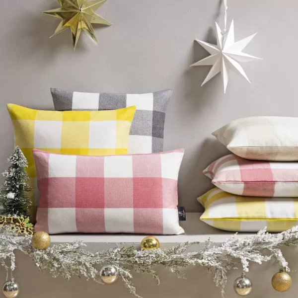 Phantoscope Pack of 2 Gingham Buffalo Check Plaid Throw Decorative Pillow Cover Outdoor Indoor Throw Pillows Farmhouse Square Pillow Cases for Home Decor Navy Blue18 x 18 InchesPink