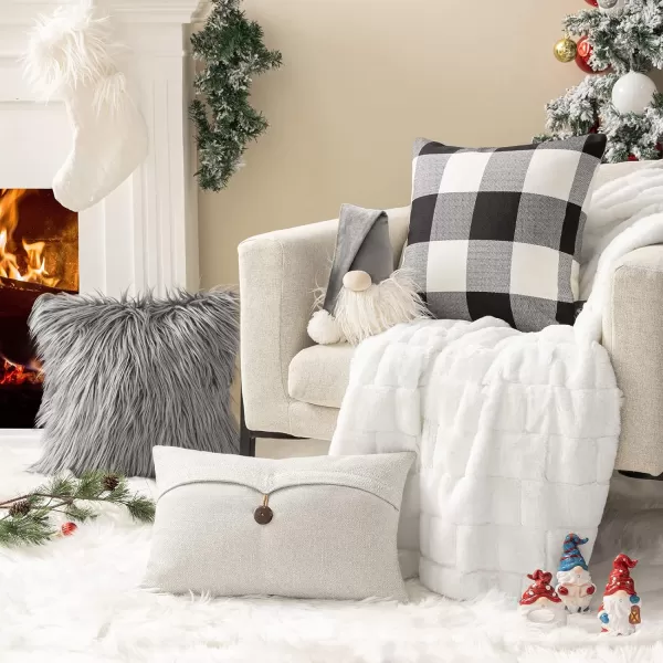 Phantoscope Pack of 2 Gingham Buffalo Check Plaid Throw Decorative Pillow Cover Outdoor Indoor Throw Pillows Farmhouse Square Pillow Cases for Home Decor Navy Blue18 x 18 InchesBlack and White
