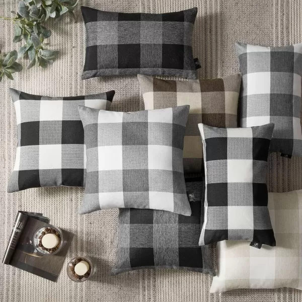 Phantoscope Pack of 2 Gingham Buffalo Check Plaid Throw Decorative Pillow Cover Outdoor Indoor Throw Pillows Farmhouse Square Pillow Cases for Home Decor Navy Blue18 x 18 InchesBlack and White