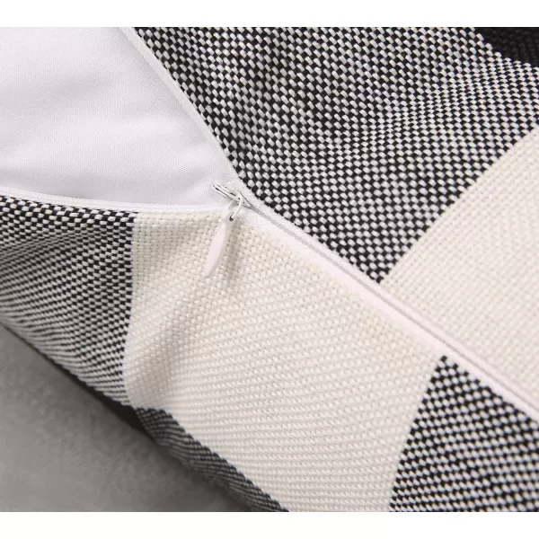 Phantoscope Pack of 2 Gingham Buffalo Check Plaid Throw Decorative Pillow Cover Outdoor Indoor Throw Pillows Farmhouse Square Pillow Cases for Home Decor Navy Blue18 x 18 InchesBlack and White