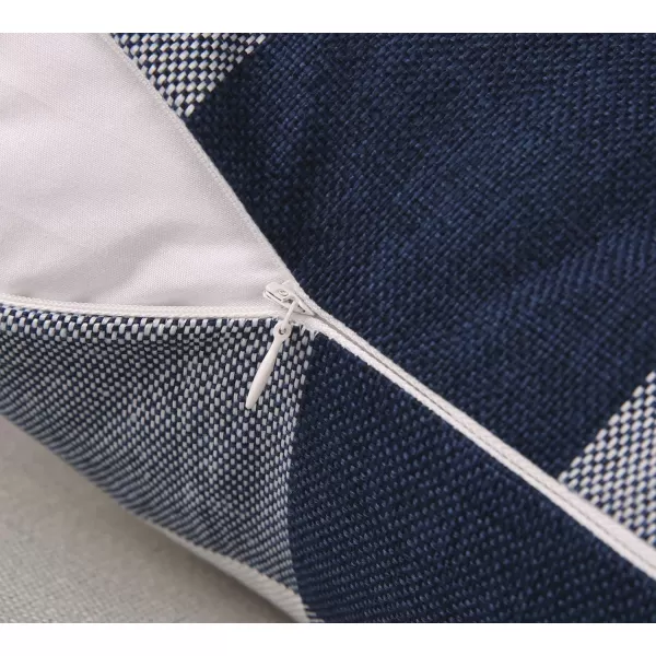 Phantoscope Pack of 2 Gingham Buffalo Check Plaid Throw Decorative Pillow Cover Outdoor Indoor Throw Pillows Farmhouse Square Pillow Cases for Home Decor Navy Blue18 x 18 InchesNavy Blue