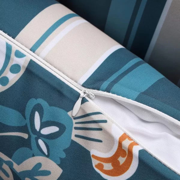 Phantoscope Pack of 2 Outdoor Indoor Throw Decorative Pillow Cover Floral Waterproof Patio Pillows Cushion Case for Couch Tent Park Off White 18 x 18 InchesDark Blue