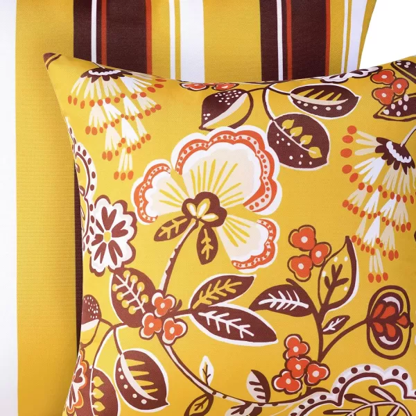 Phantoscope Pack of 2 Outdoor Indoor Throw Decorative Pillow Cover Floral Waterproof Patio Pillows Cushion Case for Couch Tent Park Off White 18 x 18 InchesYellow