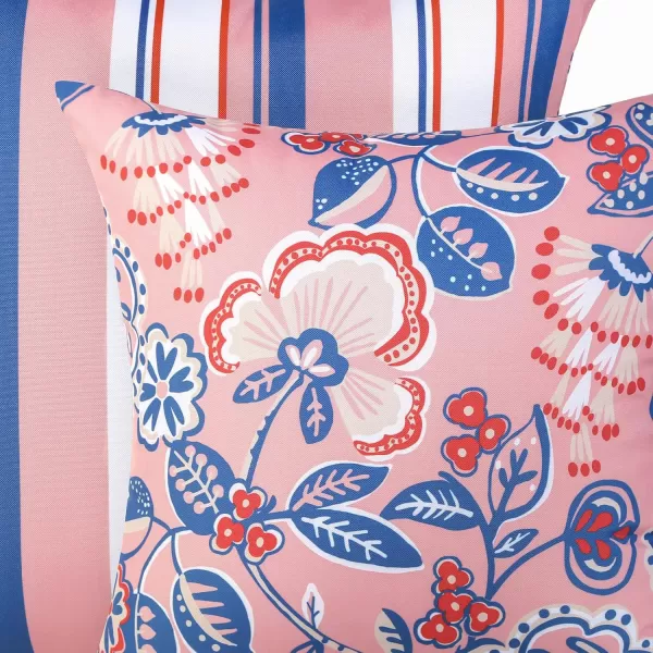 Phantoscope Pack of 2 Outdoor Indoor Throw Decorative Pillow Cover Floral Waterproof Patio Pillows Cushion Case for Couch Tent Park Off White 18 x 18 InchesPink