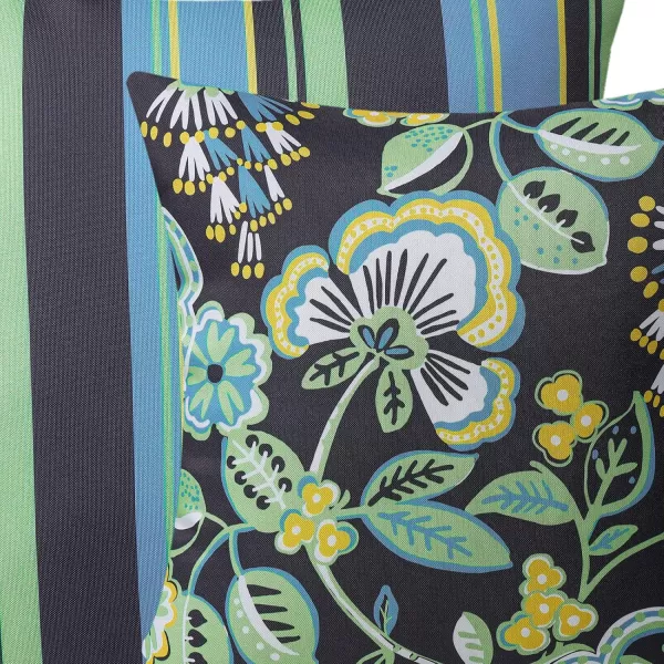 Phantoscope Pack of 2 Outdoor Indoor Throw Decorative Pillow Cover Floral Waterproof Patio Pillows Cushion Case for Couch Tent Park Off White 18 x 18 InchesDark Green
