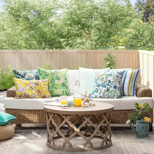 Phantoscope Pack of 2 Outdoor Indoor Throw Decorative Pillow Cover Floral Waterproof Patio Pillows Cushion Case for Couch Tent Park Off White 18 x 18 InchesYellow