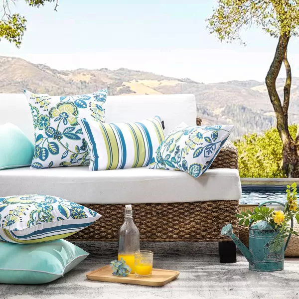 Phantoscope Pack of 2 Outdoor Indoor Throw Decorative Pillow Cover Floral Waterproof Patio Pillows Cushion Case for Couch Tent Park Off White 18 x 18 InchesOff White