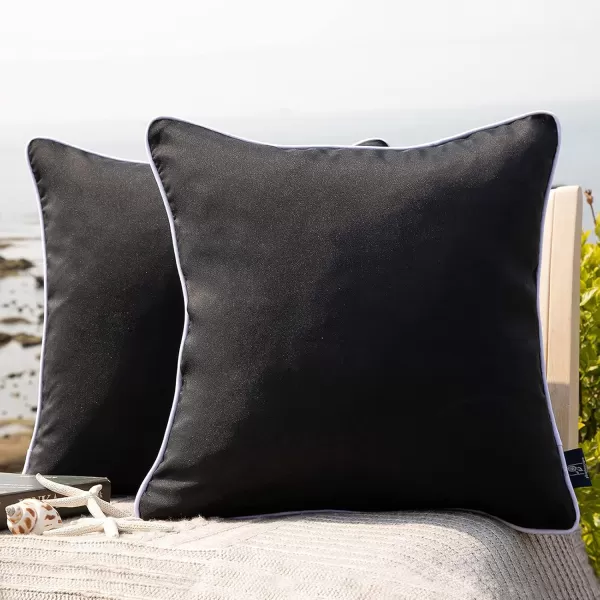 Phantoscope Pack of 2 Outdoor Waterproof Throw Pillow Covers Decorative Square Cushion Case Patio Pillows for Couch Tent Sunbrella 18x18 YellowBlack